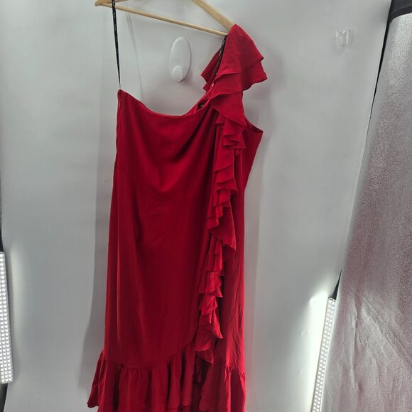City Chic Tango Red Isabela One Shoulder Ruffles Maxi Dress  XXL/24 - Picture 1 of 12